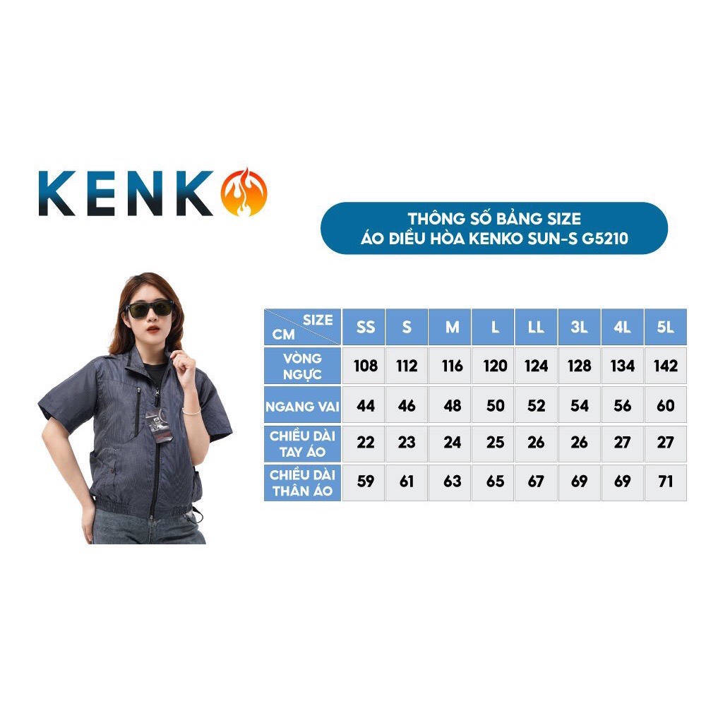 Áo điều hòa KENKO suns-G5210 Nhật Bản kiểu dáng cộc tay chất liệu vải gió cao cấp - Ảnh 3